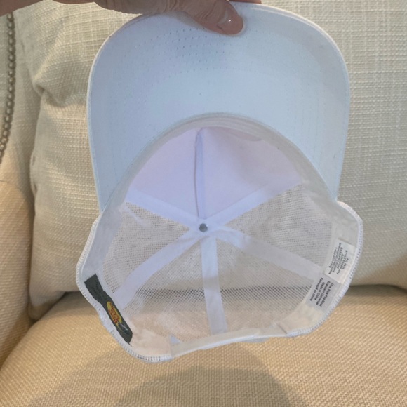 Bass Pro Shops White Fishing Hat / White w Front Fish Screen-print / OSFM - Picture 9 of 9